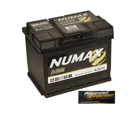 NUMAX POWERSTART 027AGM START-STOP BATTERY 12V 60AH (3 YEAR GUARANTEE)
