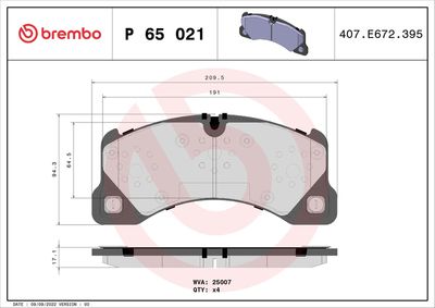 BREMBO BRAKE PAD FOR AUDI/BENTLEY/PORSCHE/VW, FRONT