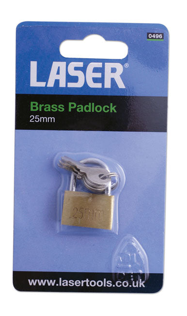 LASER BRASS PADLOCK 25MM