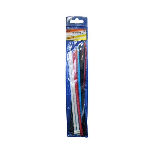 PEARL CABLE TIE ASSORTED MEDIUM (PACK OF 20)