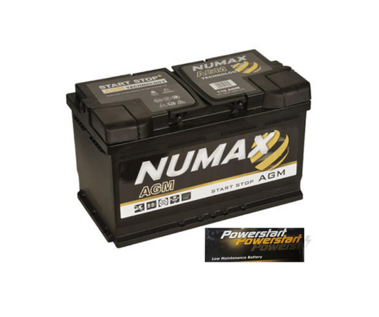NUMAX POWERSTART START STOP AGM BATTERY 12V 80AH (3 YEAR GUARANTEE) - 115AGM