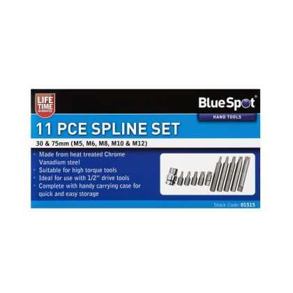 BLUE SPOT TOOLS 11 PCE 1/2" SPLINE SET (M5-M12)