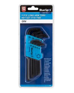 BLUE SPOT TOOLS 9 PCE LONG ARM TORX KEY SET (T10-T50) - 15305