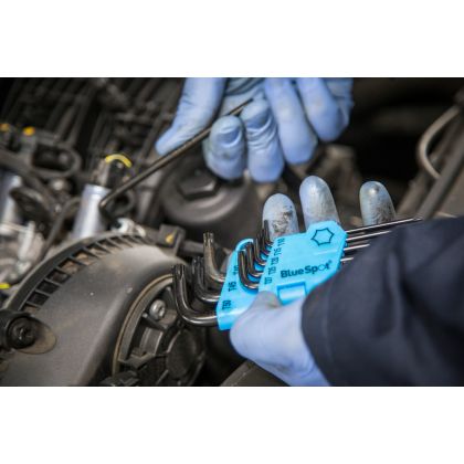 BLUE SPOT TOOLS 9 PCE LONG ARM TORX KEY SET (T10-T50) - 15305