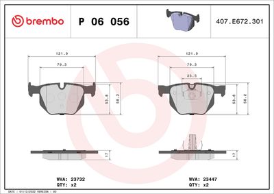BREMBO BRAKE PAD FOR BMW, REAR