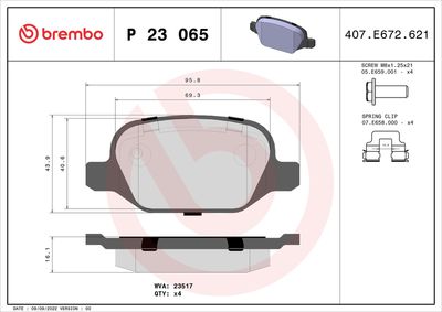 BREMBO BRAKE PAD FOR ALFA ROMEO/FIAT/LANCIA, REAR
