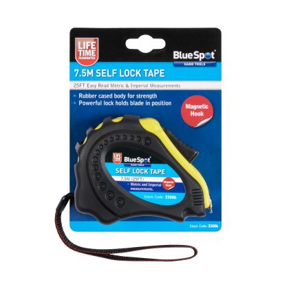 BLUE SPOT TOOLS 7.5M (25FT) SOFT GRIP AUTO-LOCK TAPE MEASURE