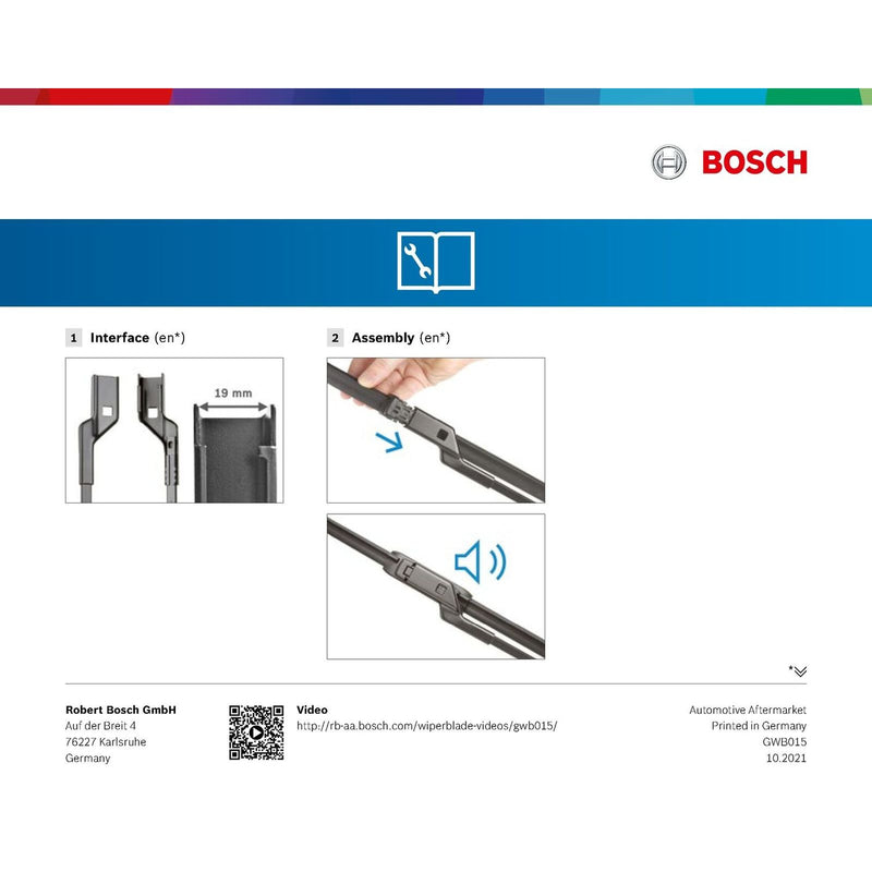 BOSCH WIPER - AEROTWIN FLAT BLADE SET 600/530 for Land Rover Evoque Range Rover  SD4 - 2.2 - 11-19 etc