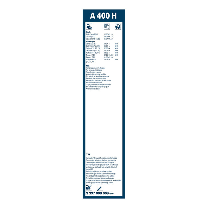 BOSCH WIPER - AEROTWIN FLAT BLADE REAR 400 for VW Caddy Maxi TDi - 1.6 - 10-15 etc