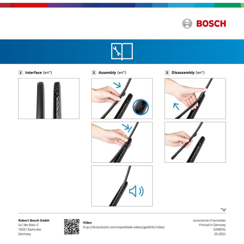 BOSCH WIPER - AEROTWIN FLAT BLADE REAR 330 for Audi Q2 35 TFSi - 1.5 - 18- etc