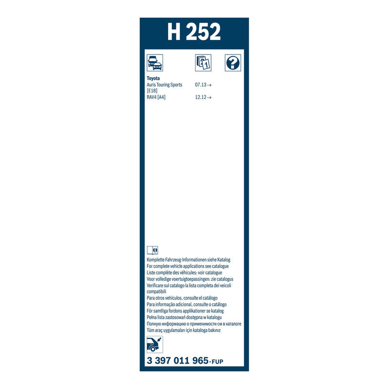 BOSCH WIPER - SUPERPLUS PLASTIC BLADE REAR 250 for Toyota Yaris Hybrid - 1.5 - 20- etc