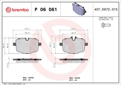 BREMBO BRAKE PAD FOR ALPINA/BMW, REAR