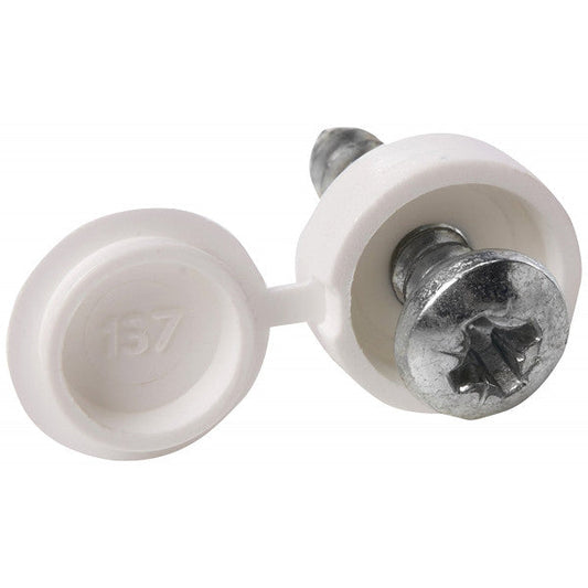 PEARL PNP145R NUMBER PLATE CAP & SCREW (WHITE)