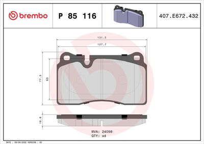 BREMBO BRAKE PAD FOR ASTON MARTIN/AUDI/FERRARI/NIO/SEAT, FRONT/REAR