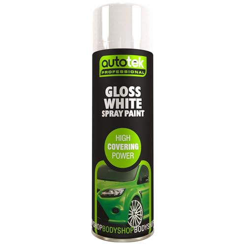 AUTOTEK GLOSS BLACK & WHITE SPRAY PAINT 500ML