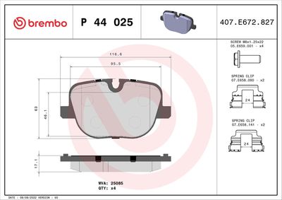 BREMBO BRAKE PAD FOR LAND ROVER, REAR P44025