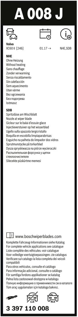 BOSCH WIPER - AEROTWIN FLAT BLADE SET 650/475	 for Volvo XC60 B5 Mild-Hybrid - 2.0 - 20- etc