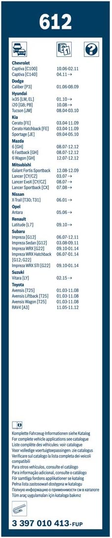 BOSCH WIPER - SUPERPLUS STD BLADE SET 600/400 for Nissan Navara dCi - 2.3 - 15-  etc