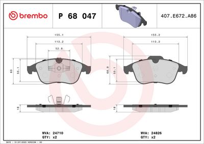 BREMBO BRAKE PAD FOR RENAULT, FRONT
