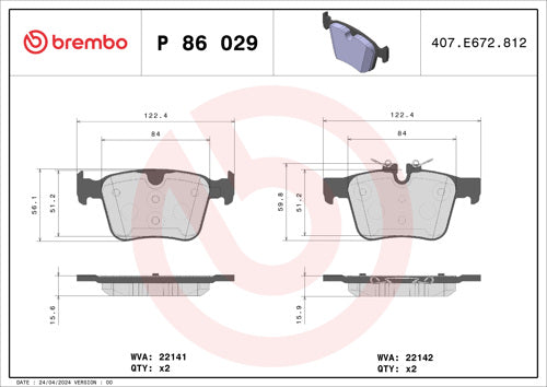 BREMBO BRAKE PAD FOR JAGUAR/JAGUAR (CHERY)/LAND ROVER/LAND ROVER (CHERY)/POLESTAR/VOLVO/VOLVO ASIA, REAR