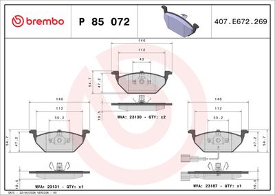 BREMBO BRAKE PAD FOR AUDI/MG/MG (SAIC)/ROEWE (SAIC)/SEAT/SKODA/VW/VW (FAW)/VW (SVW)/ZHONGHUA (BRILLIANCE), FRONT