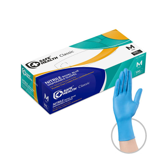 SAFE HEALTH NITRILE DISPOSABLE GLOVES (MEDIUM)