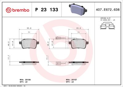 BREMBO BRAKE PAD FOR ALFA ROMEO/DODGE, REAR