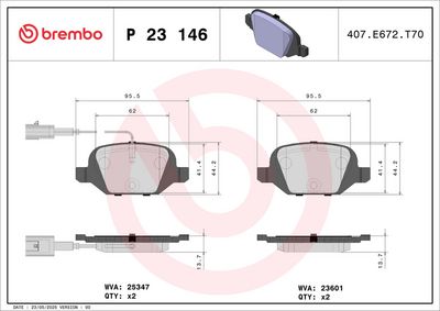 BREMBO BRAKE PAD FOR ABARTH/FIAT, REAR
