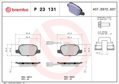 BREMBO BRAKE PAD FOR ALFA ROMEO, REAR P23131