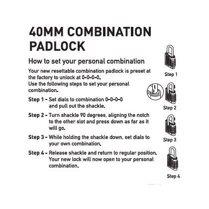 BLUE SPOT TOOLS 40MM COMBINATION PADLOCK