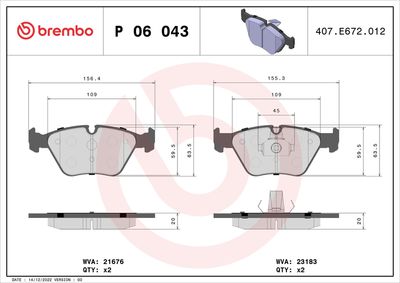 BREMBO BRAKE PAD FOR BMW/MG/ROVER/WIESMANN, FRONT