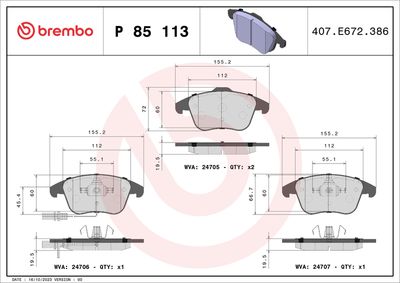 BREMBO BRAKE PAD FOR AUDI/AUDI (FAW), FRONT P85113