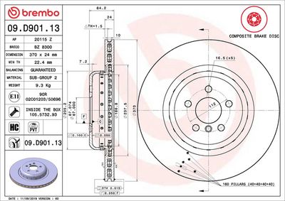BREMBO BRAKE DISC FOR BMW, DIAMETER 370, REAR
