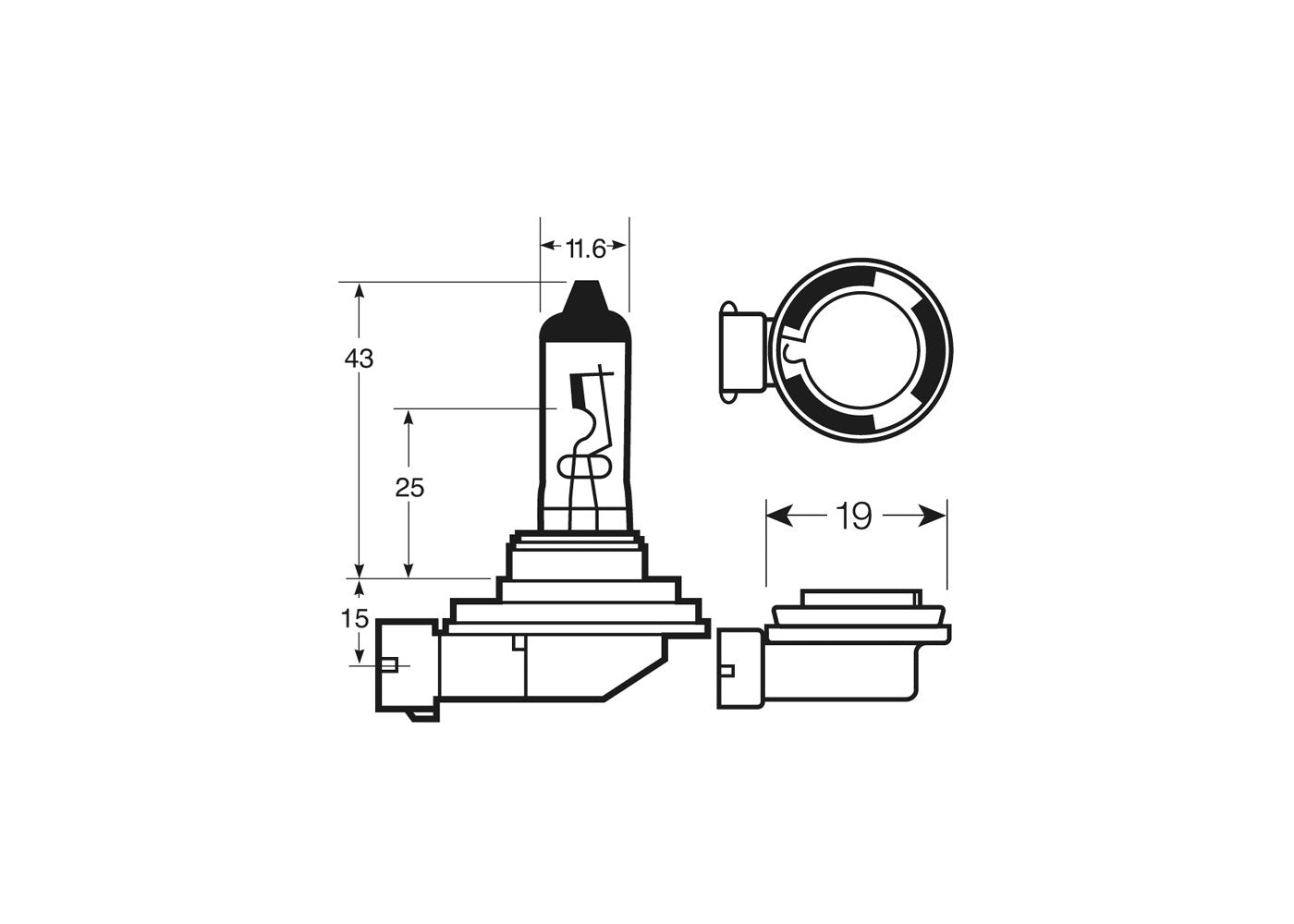 RING R711 H11 HALOGEN BULB