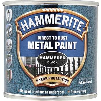 HAMMERITE DIRECT TO RUST METAL PAINT HAMMERED BLACK 250ML
