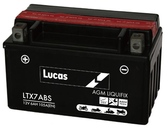LUCAS MOTORBIKE BATTERY 12V 6AH LTX7ABS
