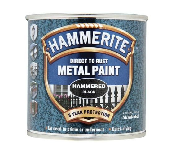 HAMMERITE DIRECT TO RUST METAL PAINT HAMMERED BLACK 250ML