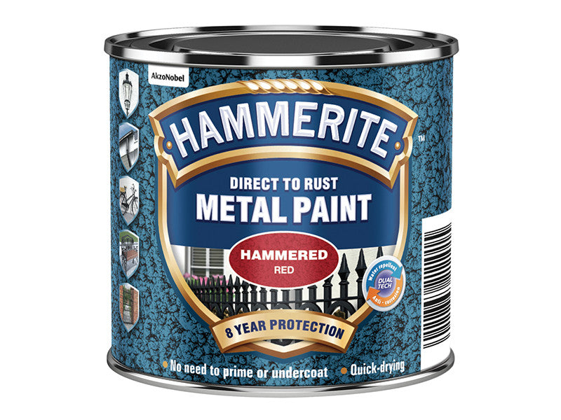 HAMMERITE DIRECT TO RUST METAL PAINT HAMMERED RED 250ML