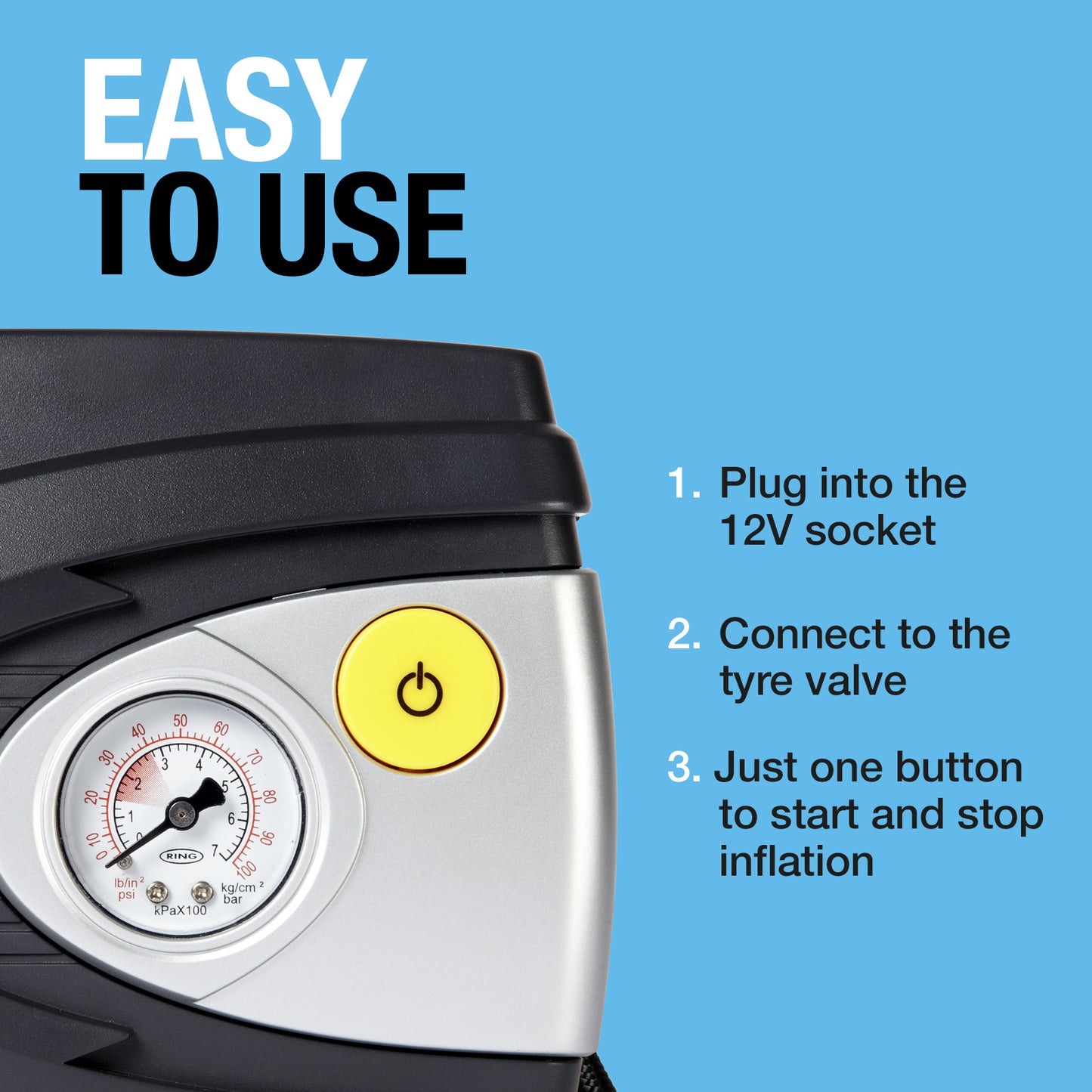 RING ANALOGUE TYRE INFLATOR INCLUDES ADAPTOR KIT