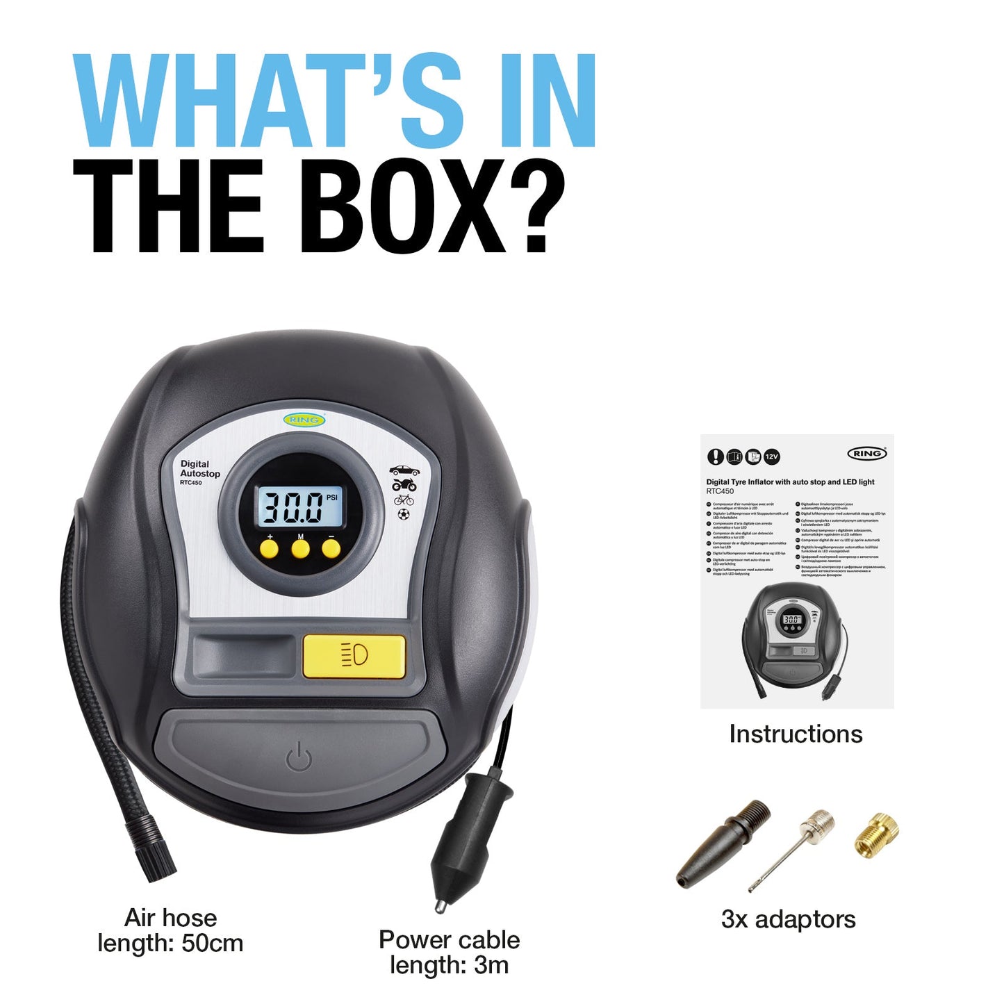 RING VALUE DIGITAL TYRE INFLATOR WITH AUTO-STOP FUNCTIONALITY