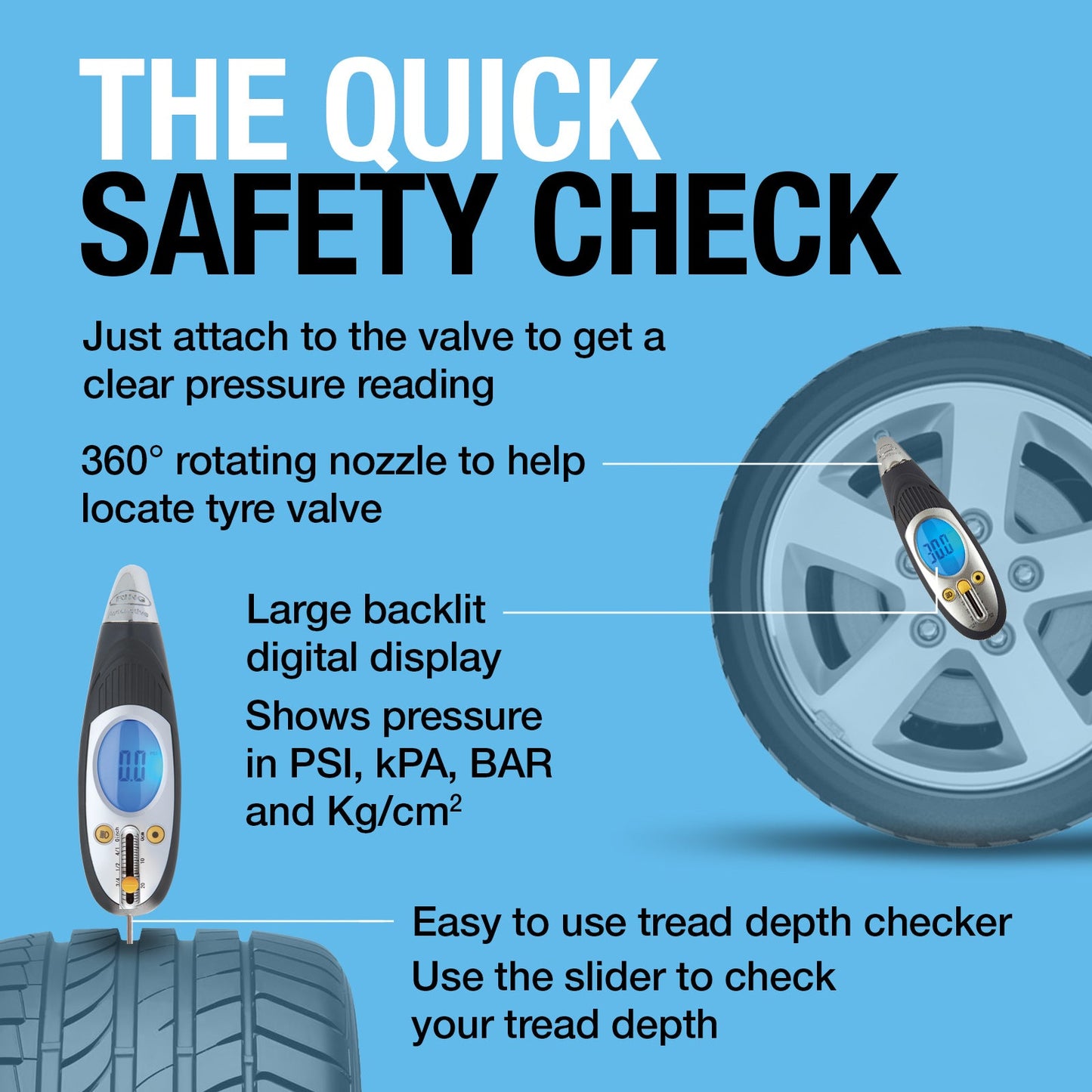 RING DIGITAL TYRE PRESSURE AND DEPTH GAUGE - HANDHELD TYRE CARE SOLUTION