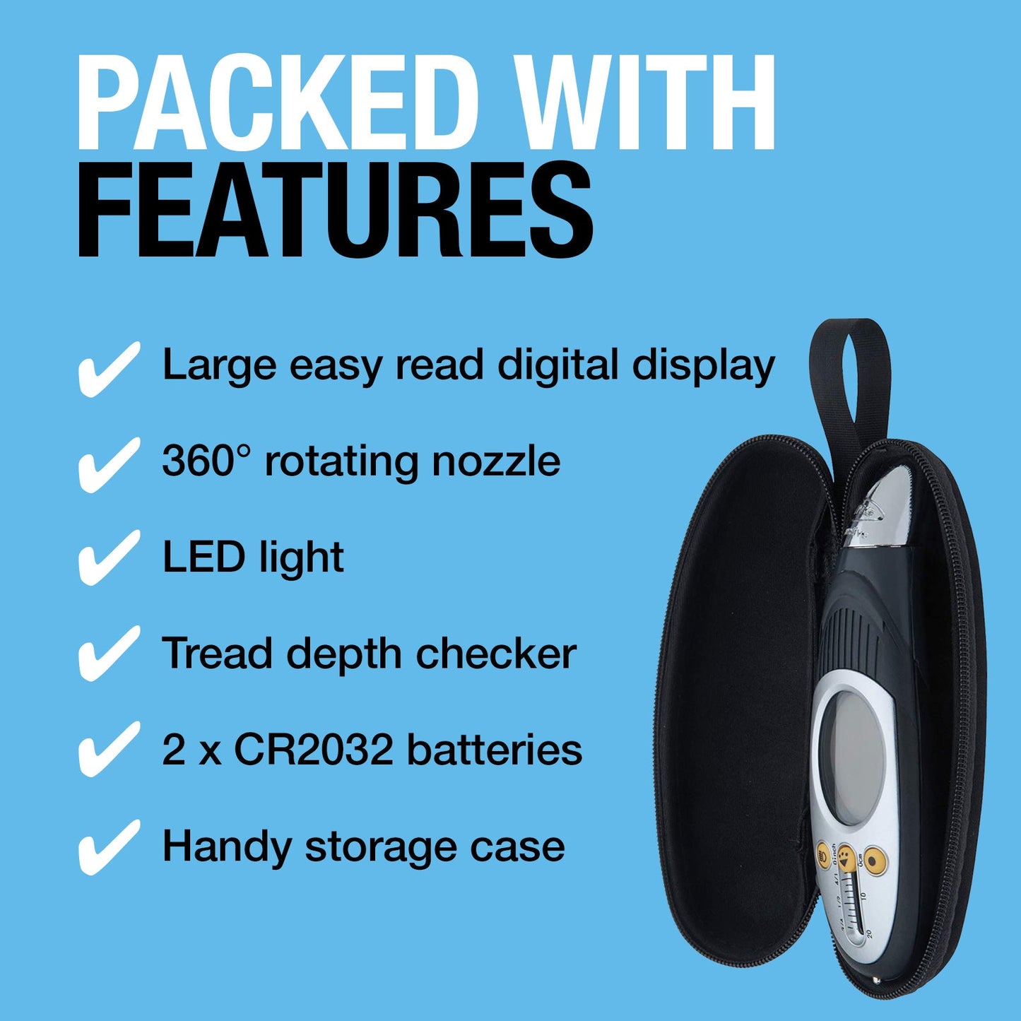 RING DIGITAL TYRE PRESSURE AND DEPTH GAUGE - HANDHELD TYRE CARE SOLUTION