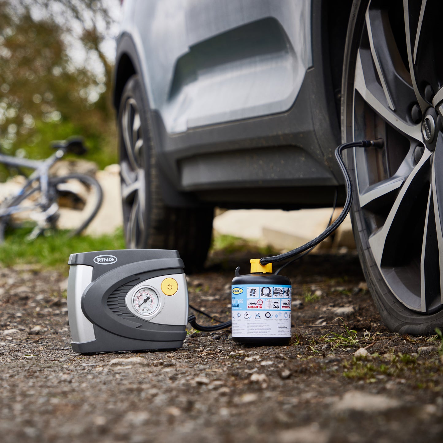 RING RTK6 CAR PUNCTURE REPAIR KIT INCLUDES SEALANT AND RAC610 INFLATOR