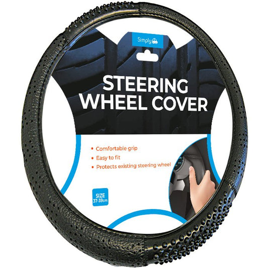 BLACK MASSAGE EFFECT STEERING WHEEL COVER