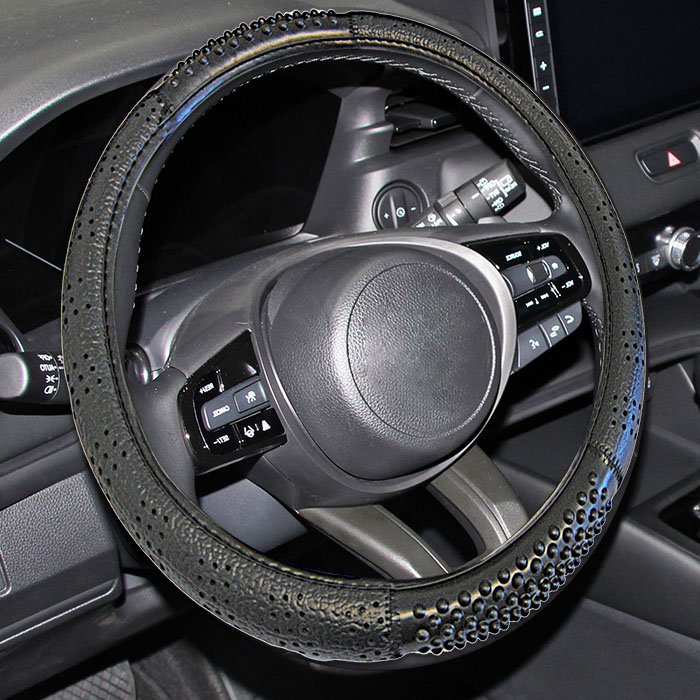 BLACK MASSAGE EFFECT STEERING WHEEL COVER
