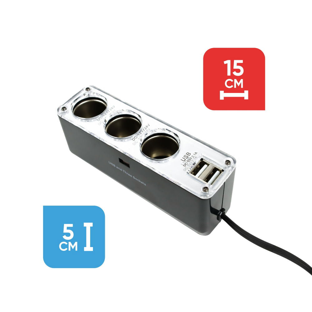 STREETWIZE 12V TRIPLE SOCKET WITH TWIN USB