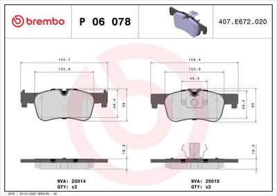 BREMBO BRAKE PAD FOR BMW, FRONT