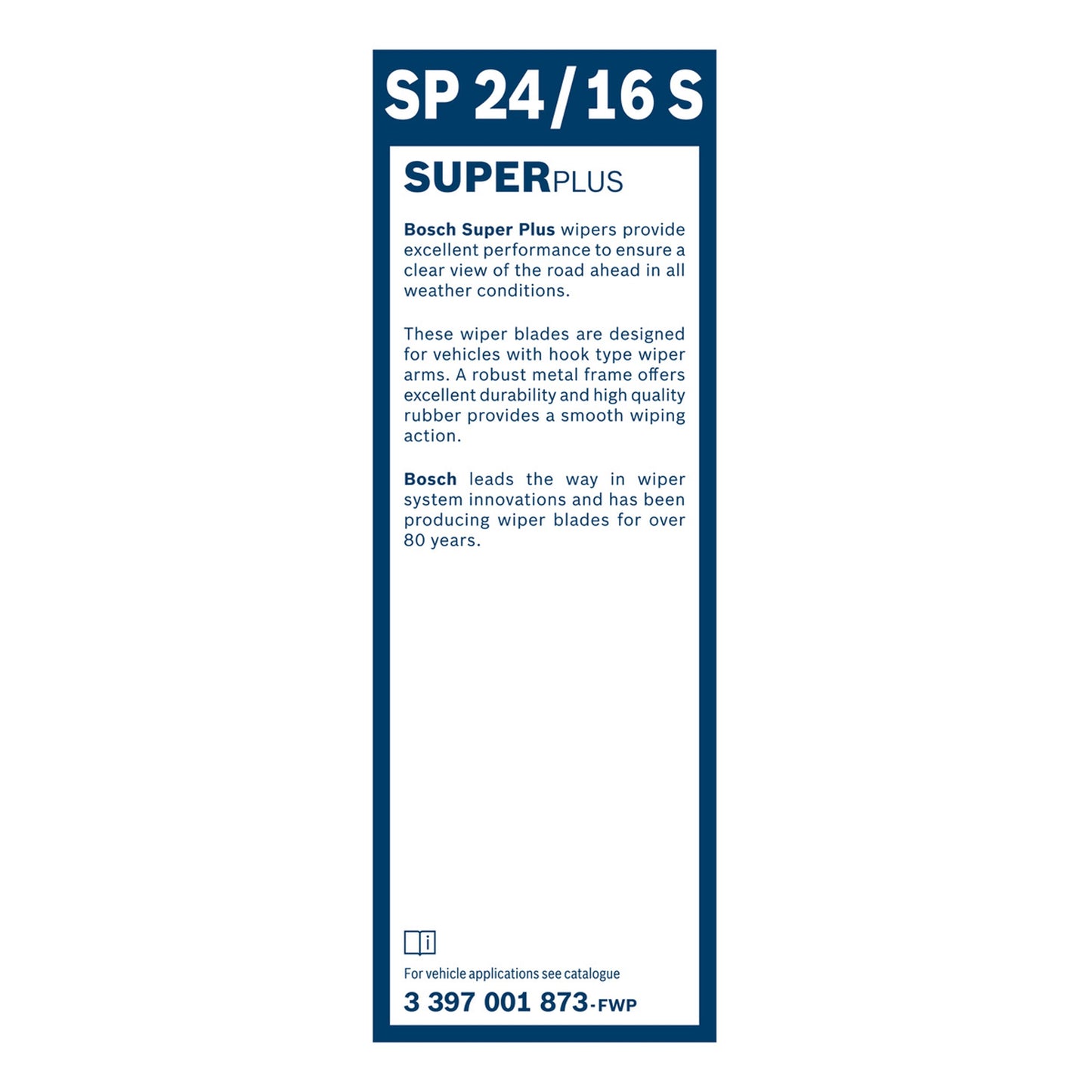 BOSCH WIPER - SUPERPLUS SPOILER BLADE SET 600/400 for Mazda, Skoda Rapid, Toyota, Ssangyong, Hyundai, Kia, Renault, Subaru, Mitsubishi etc