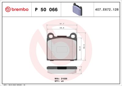 BREMBO BRAKE PAD FOR MASERATI/MERCEDES-BENZ/OPEL/VOLVO, REAR