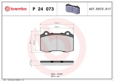 BREMBO BRAKE PAD FOR FORD, FRONT
